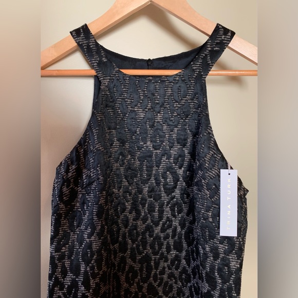 NWT Trina Turk Gray & Black Leopard Applice Dress - Picture 2 of 10